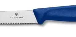 Victorinox SwissClassic Tomaten- Und Wurstmesser Mit Wellenschliff, 11 Cm, Blau